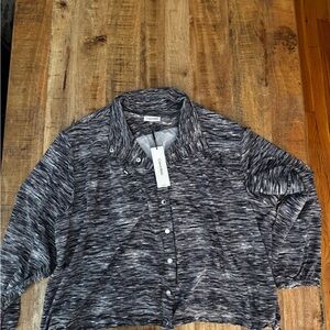 Calvin Klein Black and White Patterned performance Blouse top 3X NEW NWT